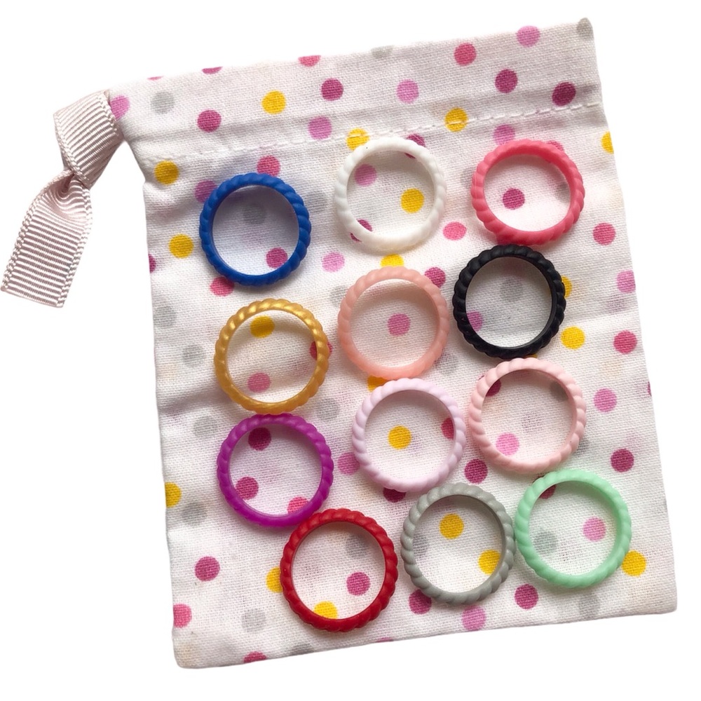 NEW 12 Silicone Rings Band Size 5 Stackable Multi-Color